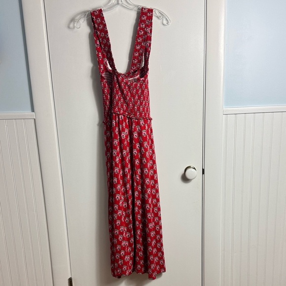BODEN CROSS BACK JERSEY MIDI DRESS IN POINSETTIA DAINTY FLORET Size 12 Red - Picture 5 of 11